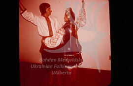 A couple in Ukrainian costumes.