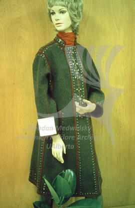 Modern women's coat with Ukrainian ethnic motifs