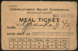 Meal ticket November, 1936