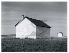 Ukrainian Orthodox Church and shed in Capon, AB