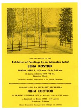 Invitation to the exhibition of paintings by Lena Kostiuk, Edmonton