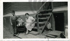 Stalla Gaudun with sons Steve and Peter in Ansonville ON, circa 1942