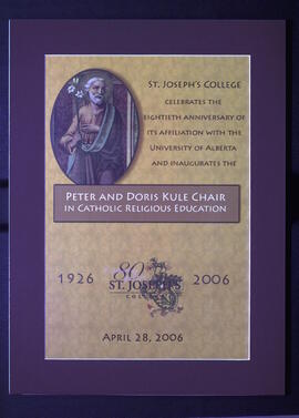 St. Joseph's College Celebrates the Eightieth Anniversary of its Affiliation with the University of Alberta