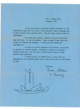 Letter with greetings from Ivor Dent, Edmonton