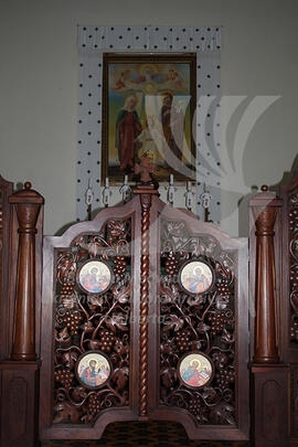 Interior of the Sagrada familia Iracema Church, Santa Catarina, altar doors