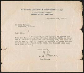 Letter of Secretary-Treasurer to Yaremko, September 8, 1930