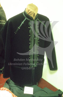 Modern short coat with Ukrainian ethnic motifs.