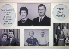 Photo compilation celebrating the 50th wedding anniversary of Peter and Doris Kule