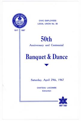 Invitation to the Banquet on behalf of 50th anniversary of Civic Employees Local Union, Edmonton