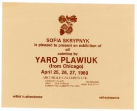 Invitation to the exhibition of Yaro Plawiuk's paintings, Edmonton