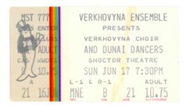 Ticket to the Verkhovyna Choir and Dunai Dancers concert