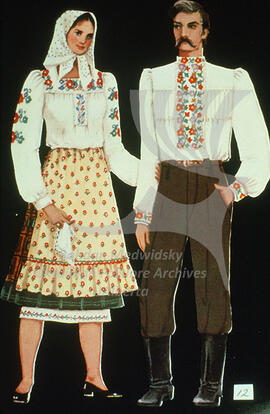 Women's costume. Vinnytsia region. 60-70s XXth century. Mens' costume. Khmel'nyts'kyi region. 50-60s XXth century.