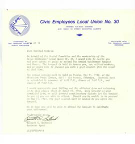 Letter from Civic Employees Local Union No. 30