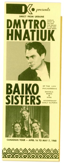 Brochure of Canadian tour of Dmytro Hnatiuk and Baiko Sisters