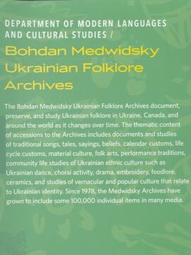 Bohdan Medwidsky Ukrainian Folklore Archives