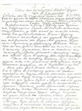 Letter from Ivan Lahola to Mykola Klymyshyn