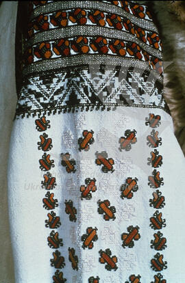 Embroidered sleeve of a woman's blouse.
