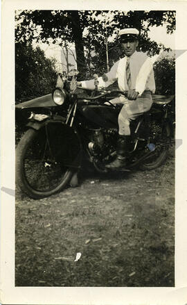 Nick's brother Peter on his motorbike, Boston area