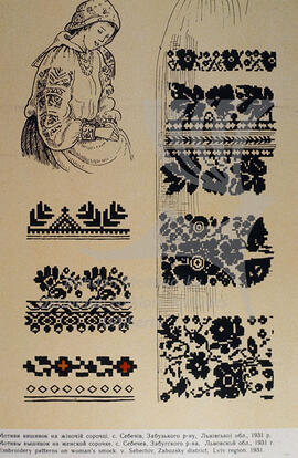 Embroidery patterns on women's blouse. L'viv region. 1931.