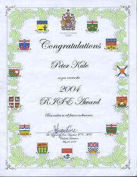 Congratulations to Peter Kule as he receives the 2004 RJSE Award